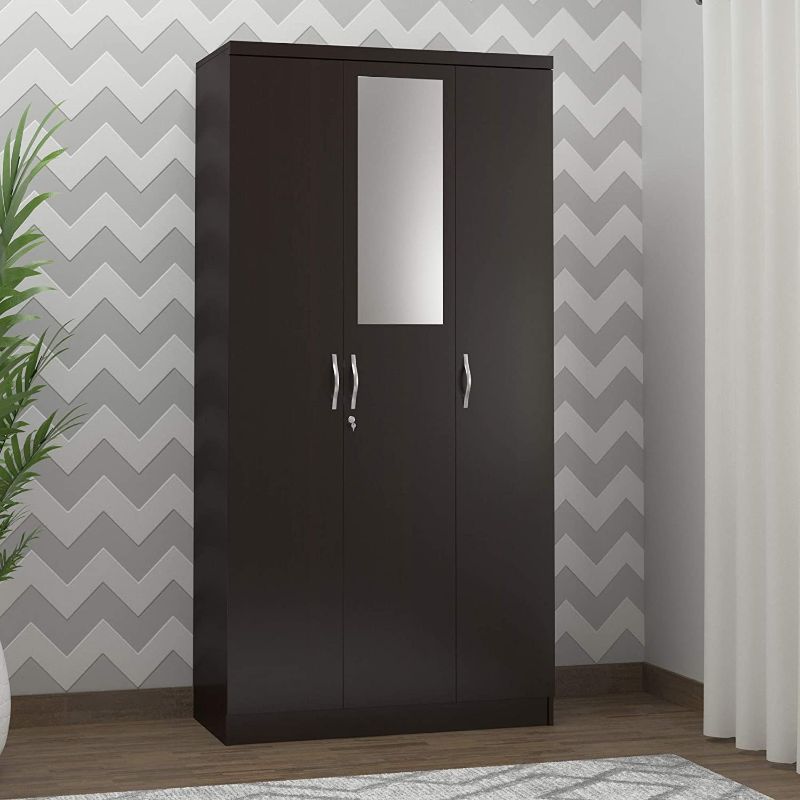 Dark wood wardrobe with best sale mirror