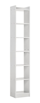 DeckUp Eden 6-Shelf Engineered Wood Book Shelf and Display Unit (White, Matte Finish)