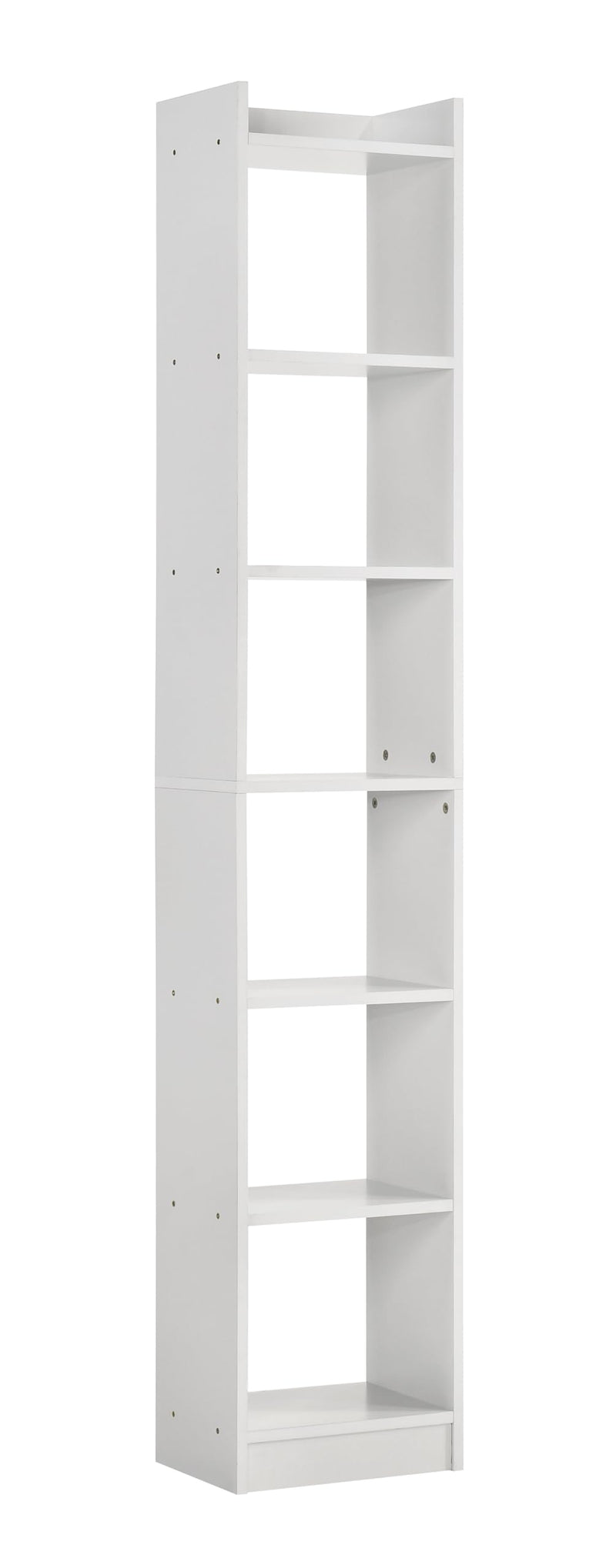 DeckUp Eden 6-Shelf Engineered Wood Book Shelf and Display Unit (White, Matte Finish)