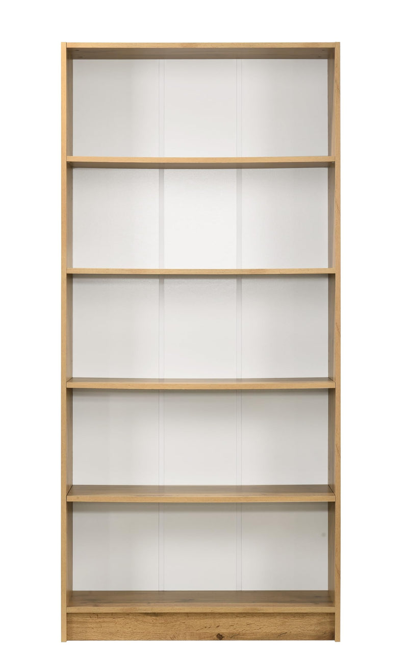 DeckUp Muvo 5-Shelf Engineered Wood Book Shelf and Display Unit (Wotan Oak & White, Matte Finish)