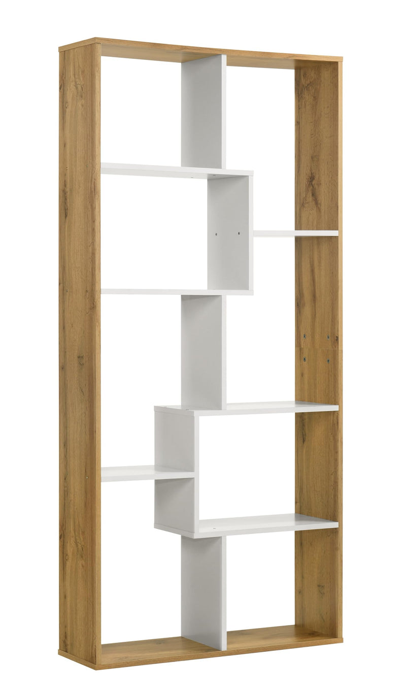 DeckUp Siam Engineered Wood Book Shelf and Display Unit (Wotan Oak & White, Matte Finish)