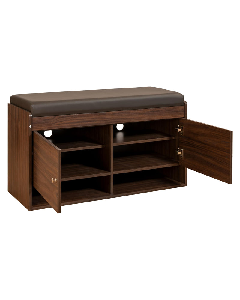 DeckUp Turrano-OS Engineered Wood 2-Door Shoe Rack (Walnut, Matte Finish)