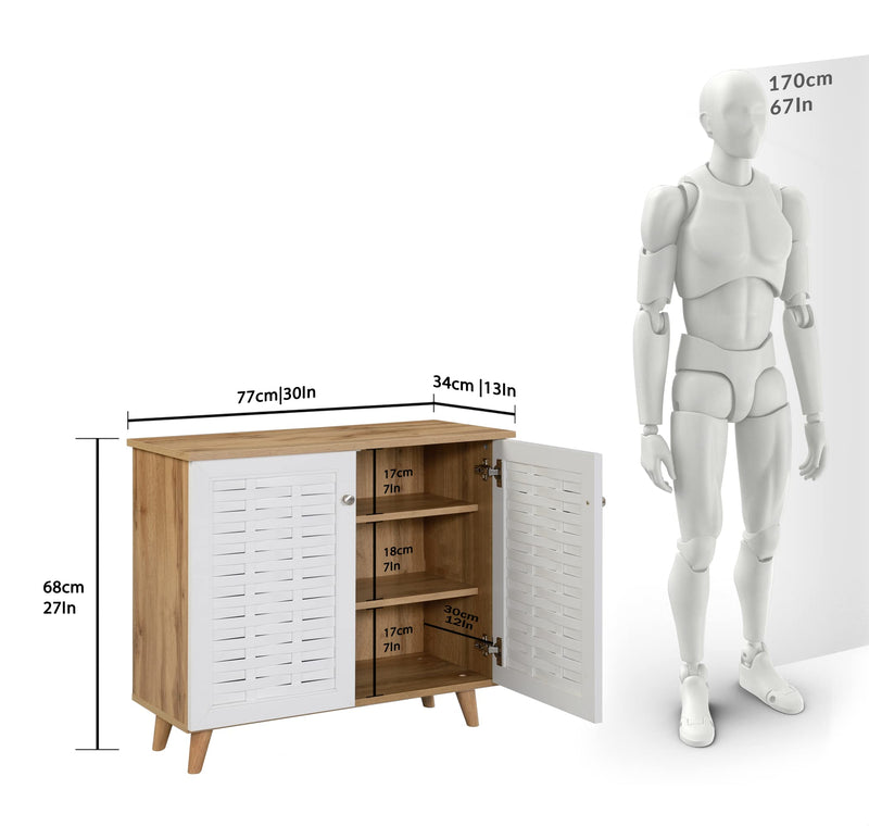 DeckUp Bei 2-Door Shoe Rack with Wooden Legs