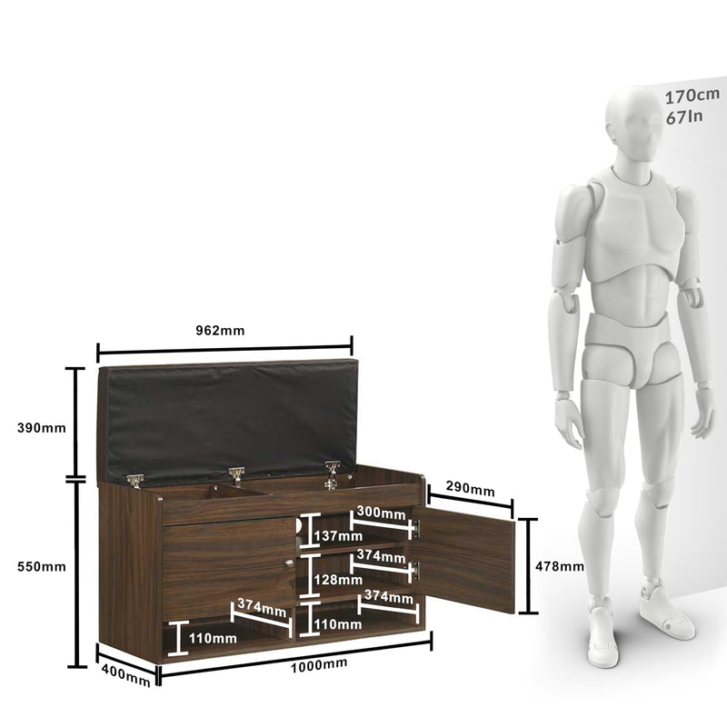 DeckUp Turrano-OS Engineered Wood 2-Door Shoe Rack (Walnut, Matte Finish)