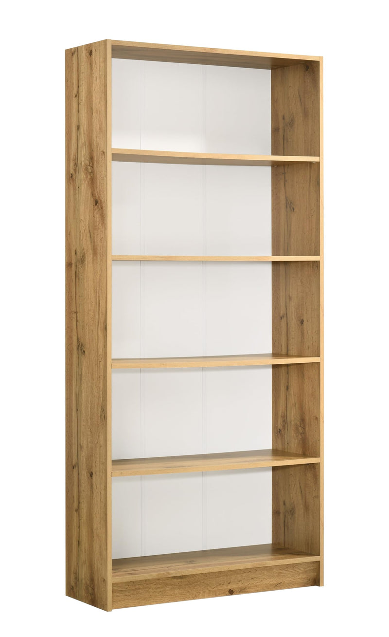 DeckUp Muvo 5-Shelf Engineered Wood Book Shelf and Display Unit (Wotan Oak & White, Matte Finish)