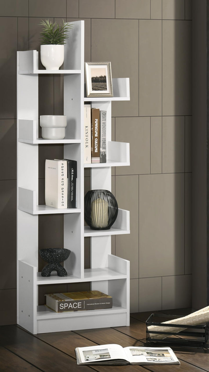 DeckUp Nobu Engineered Wood Book Shelf and Display Unit (White, Matte Finish)