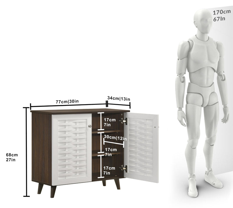DeckUp Bei 2-Door Shoe Rack with Wooden Legs