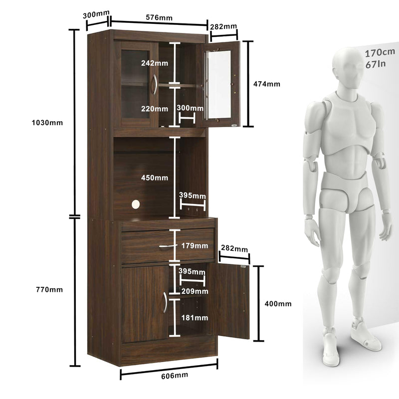 DeckUp Microwave Cart and Kitchen Cabinet