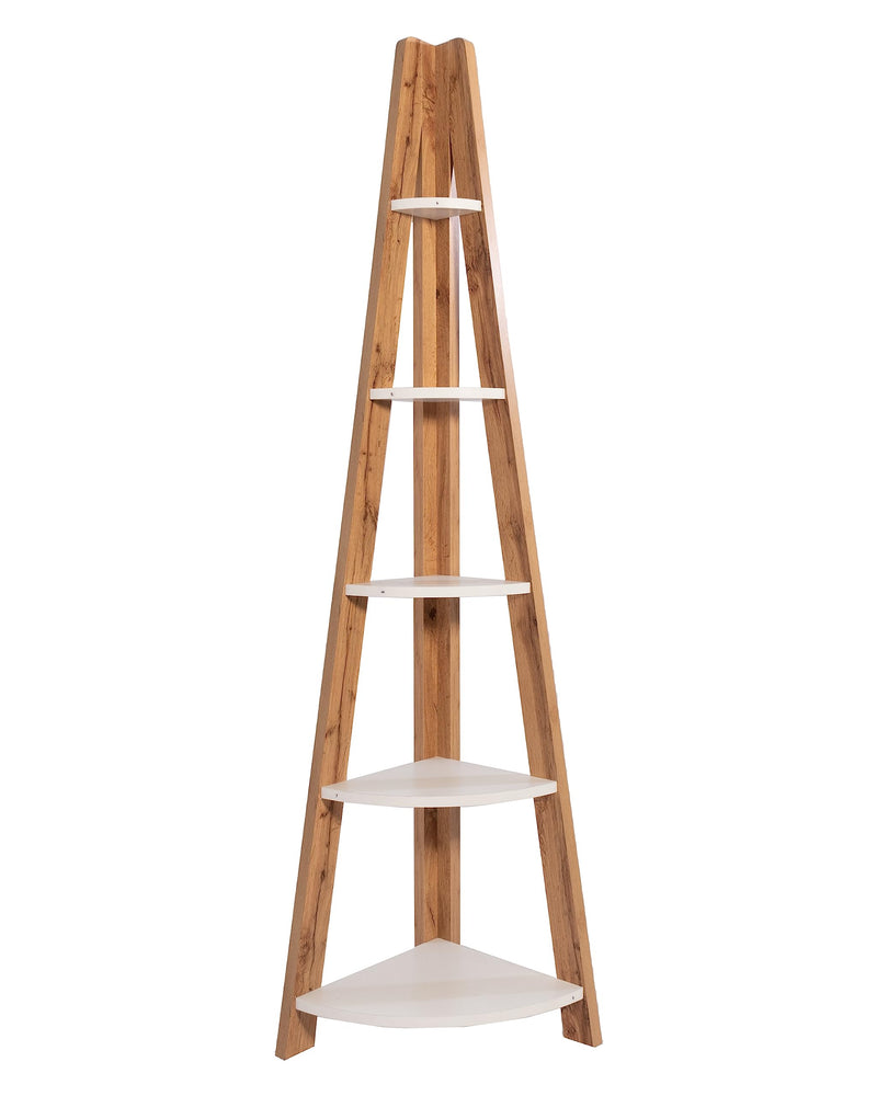 DeckUp Tiva Engineered Wood Corner Ladder Book Shelf