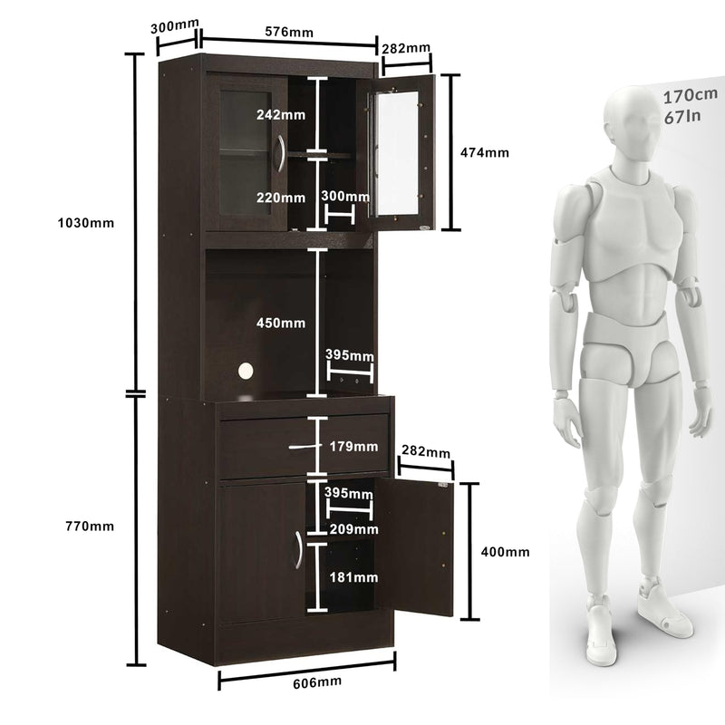 DeckUp Microwave Cart and Kitchen Cabinet