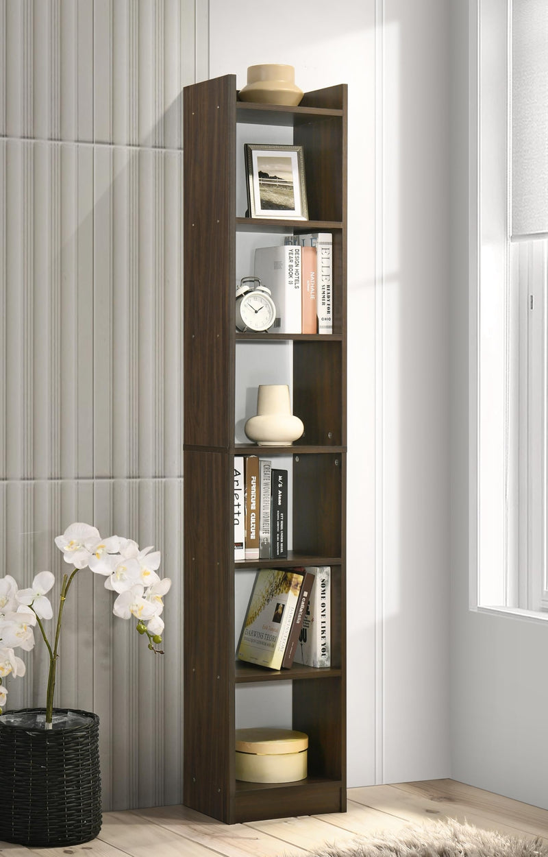 DeckUp Eden 6-Shelf Engineered Wood Book Shelf and Display Unit (Walnut, Matte Finish)