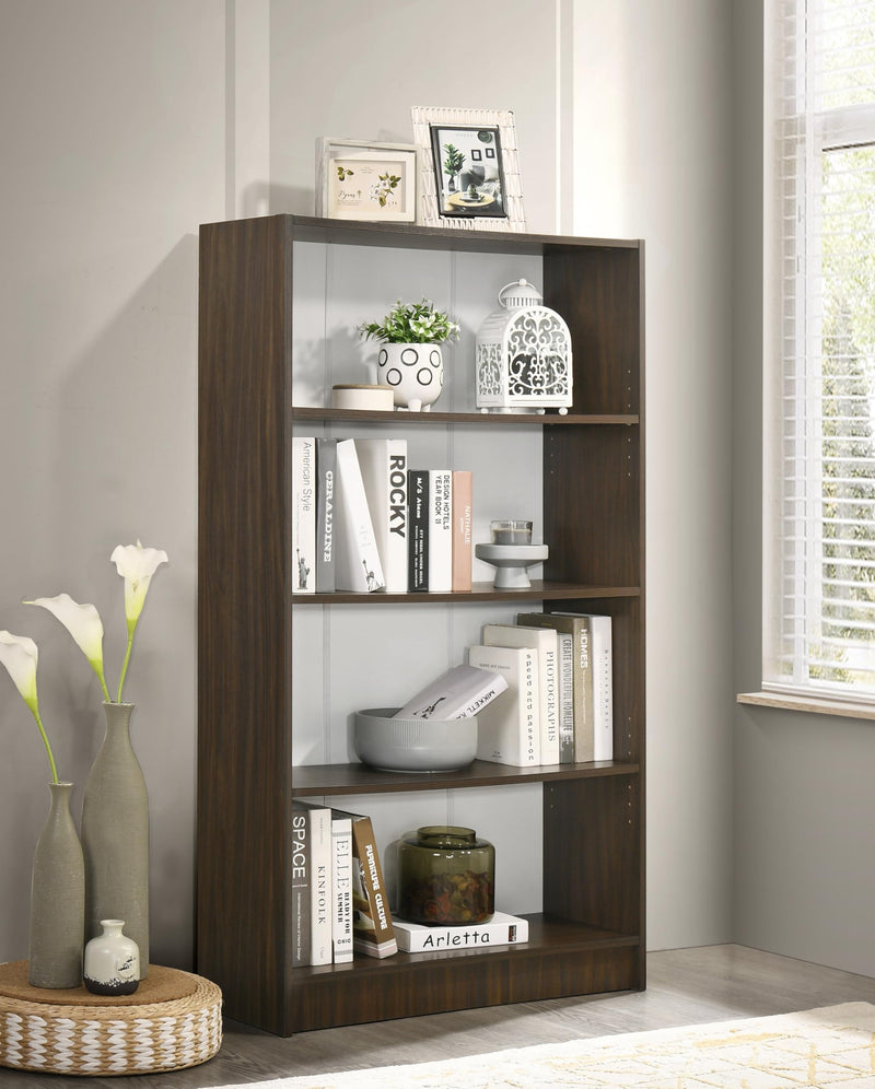 DeckUp Muvo 4-Shelf Engineered Wood Book Shelf and Display Unit (Walnut & White, Matte Finish)