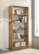 DeckUp Muvo 5-Shelf Engineered Wood Book Shelf and Display Unit (Wotan Oak & White, Matte Finish)