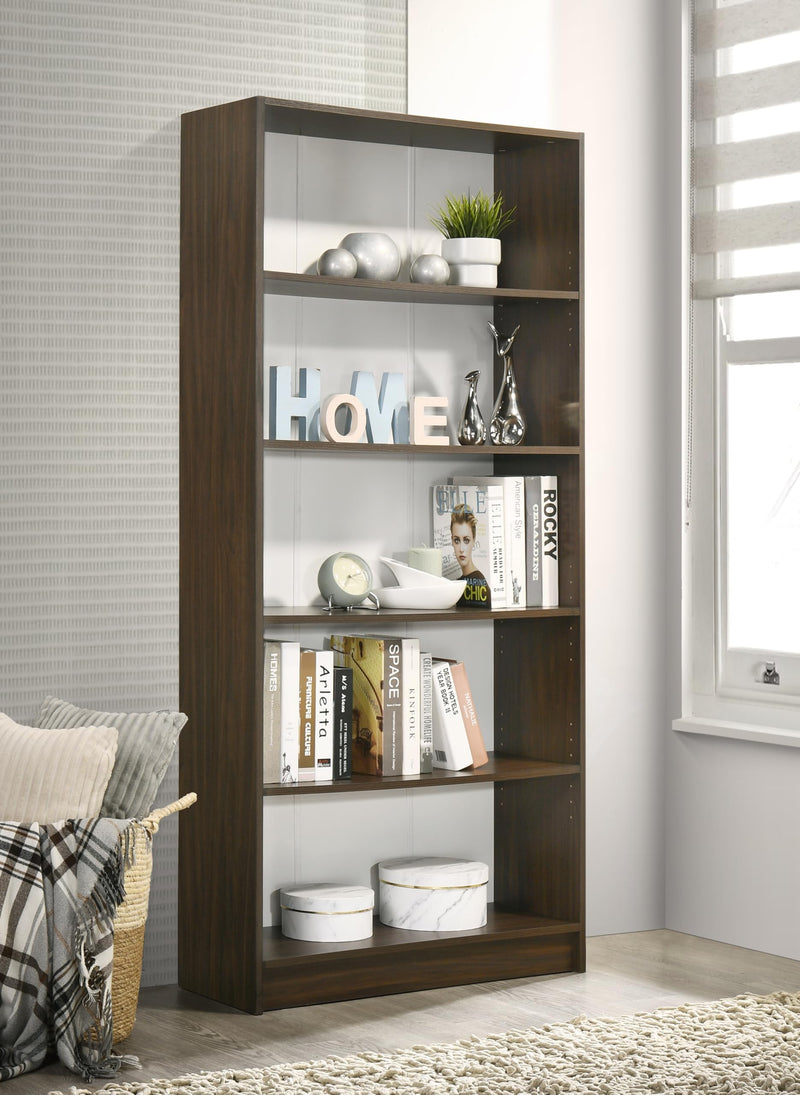 DeckUp Muvo 5-Shelf Engineered Wood Book Shelf and Display Unit (Walnut & White, Matte Finish)