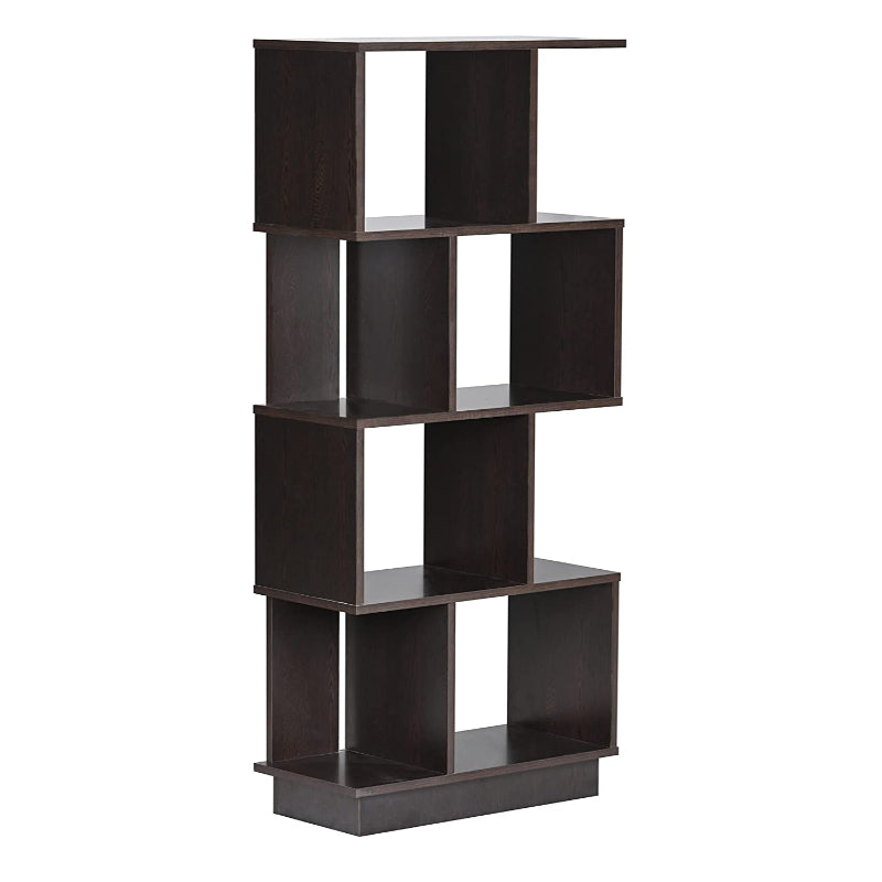 DeckUp Iris 4-Shelf Engineered Wood Book Shelf and Display Unit (Dark Wenge, Matte Finish)