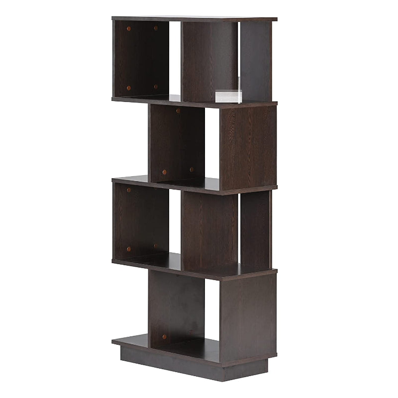 DeckUp Iris 4-Shelf Engineered Wood Book Shelf and Display Unit (Dark Wenge, Matte Finish)