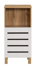 DeckUp Plank Uniti Engineered Wood Bed Side Table and End Table (Wotan Oak and White)