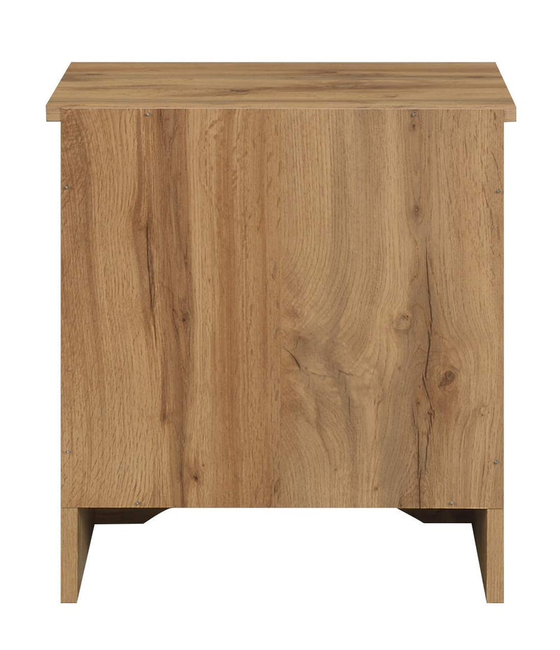 DeckUp Plank Bei Engineered Wood Bed Side Table and End Table (Wotan Oak and White)