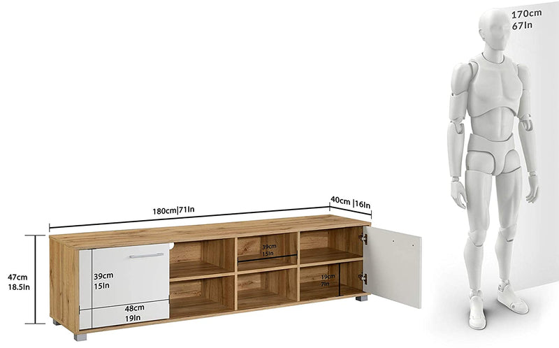 DeckUp Plank Uniti Engineered Wood Entertainment Unit and TV Stand (Wotan Oak and White)