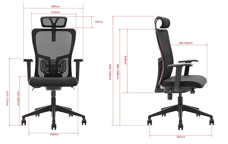 Deckup Zeus High Back Executive Mesh Office Chair (Black, BIFMA Certified, 3 Years Warranty)