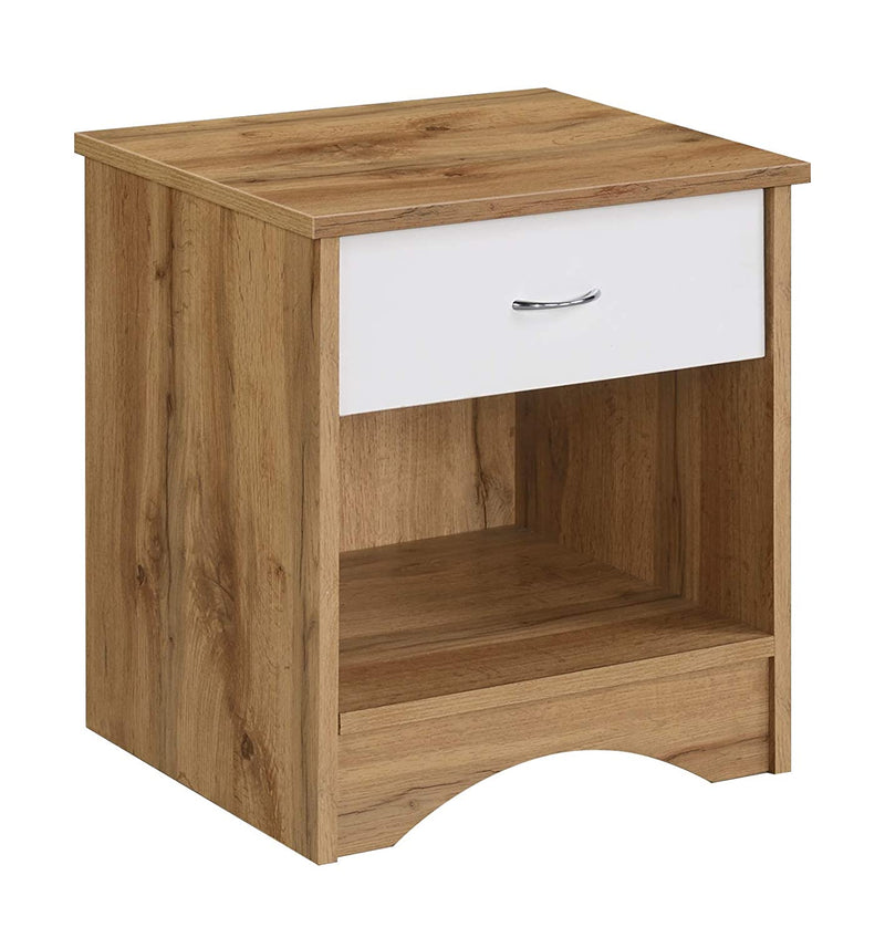 DeckUp Plank Bei Engineered Wood Bed Side Table and End Table (Wotan Oak and White)