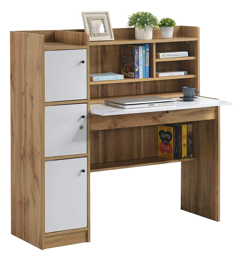 DeckUp Plank Versa Engineered Wood Office Table and Study Desk (Wotan Oak and White)