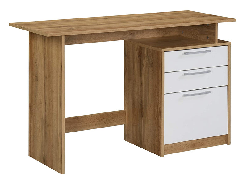 DeckUp Plank Turrano Engineered Wood Office Table and Study Desk (Wotan Oak and White)