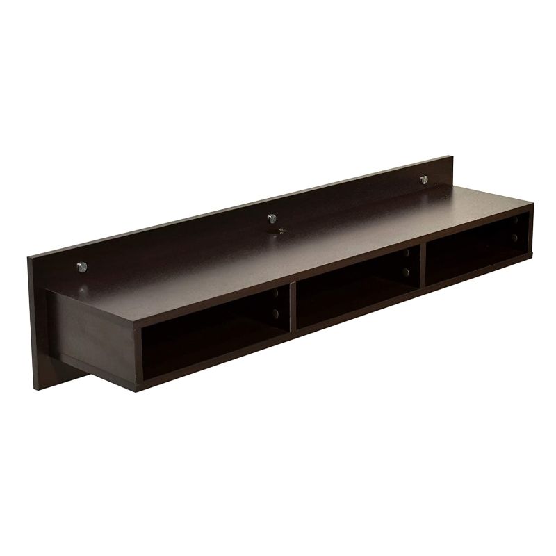 DeckUp Auch-L Engineered Wood Wall TV Unit (Dark Wenge, Melamine Laminate)