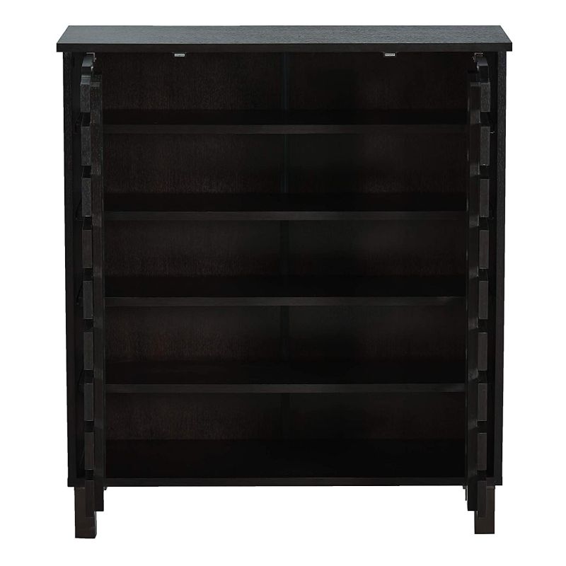 DeckUp Meritus-L 2-Door Engineered Wood Shoe Rack (Dark Wenge, Matte Finish)
