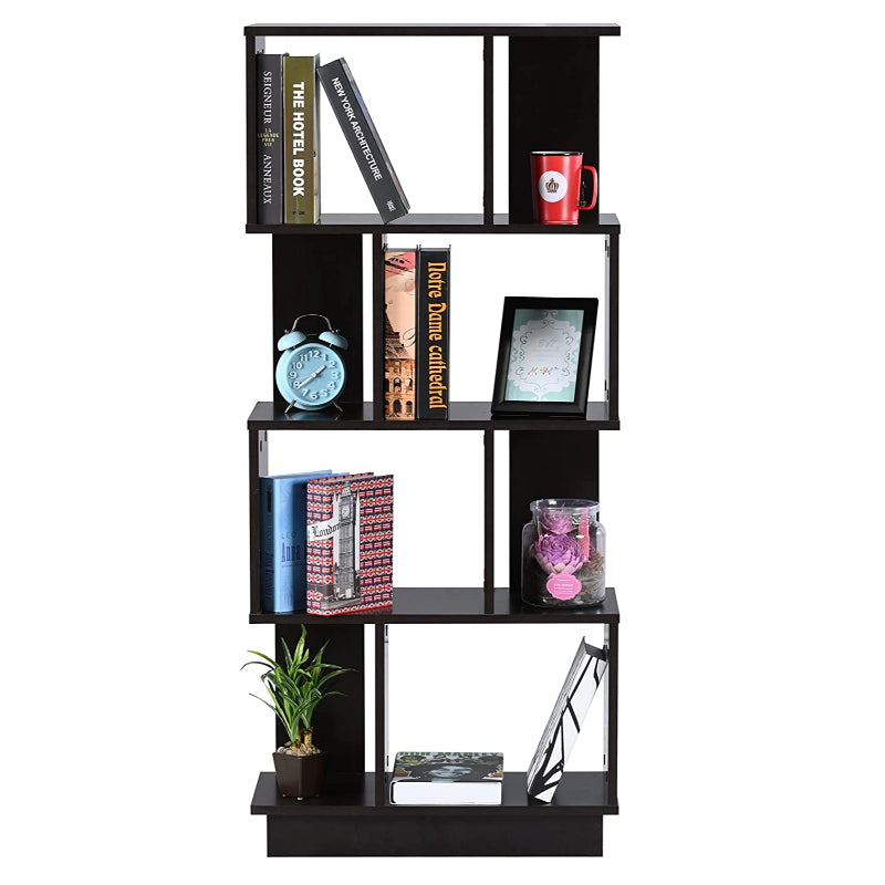 DeckUp Iris 4-Shelf Engineered Wood Book Shelf and Display Unit (Dark Wenge, Matte Finish)