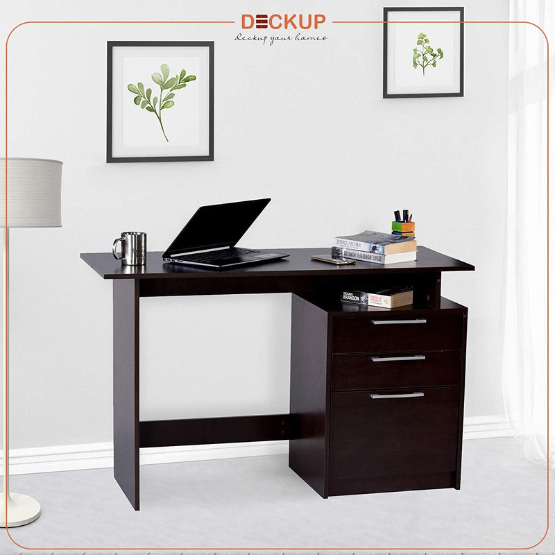 DeckUp Turrano Engineered Wood Office Table and Study Desk (Dark Wenge, Matte Finish)