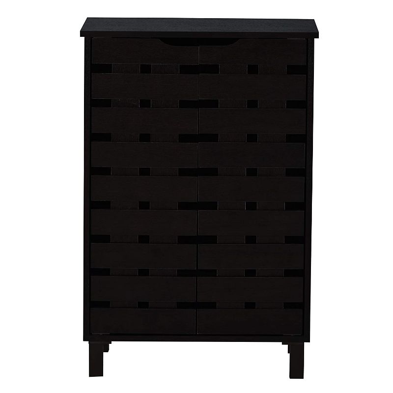 DeckUp Meritus-S 2-Door Engineered Wood Shoe Rack (Dark Wenge, Matte Finish)