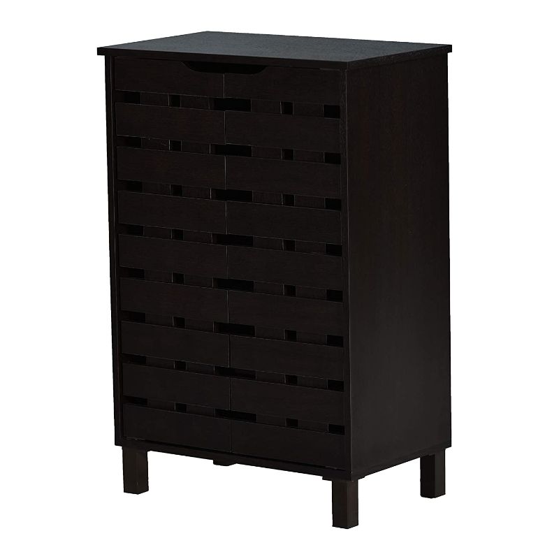 DeckUp Meritus-S 2-Door Engineered Wood Shoe Rack (Dark Wenge, Matte Finish)