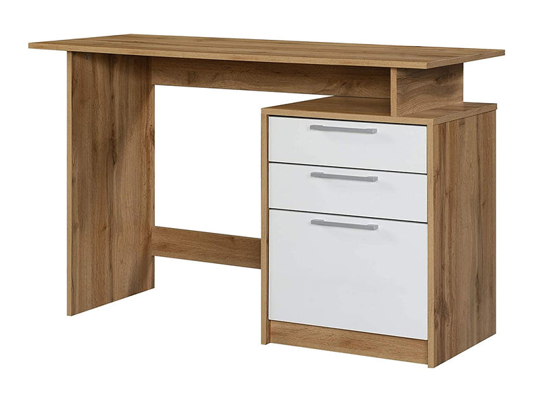 DeckUp Plank Turrano Engineered Wood Office Table and Study Desk (Wotan Oak and White)