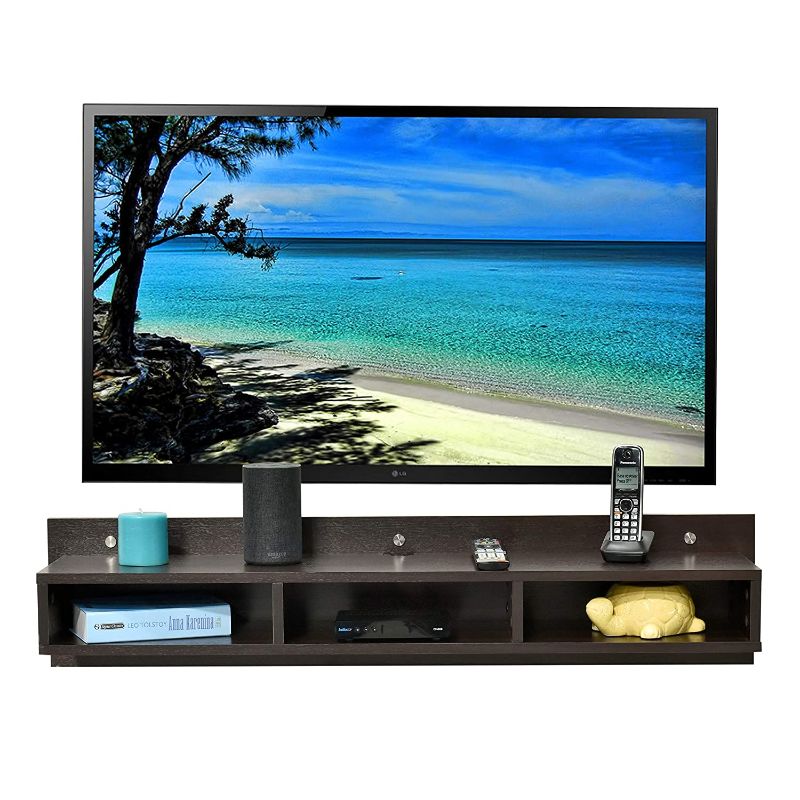 DeckUp Auch-L Engineered Wood Wall TV Unit (Dark Wenge, Melamine Laminate)