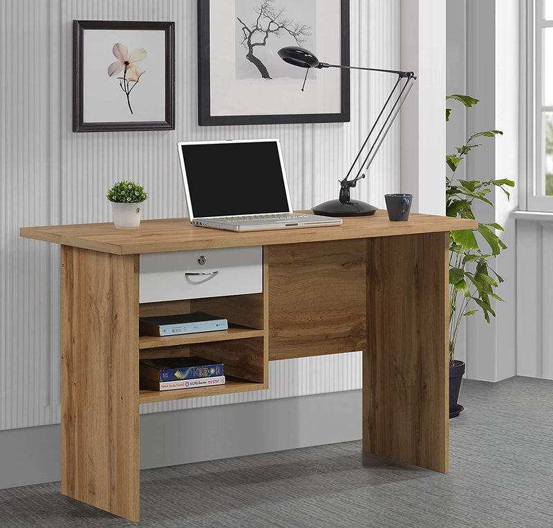 DeckUp Plank Giona Engineered Wood Office Table and Study Desk (Wotan Oak and White)