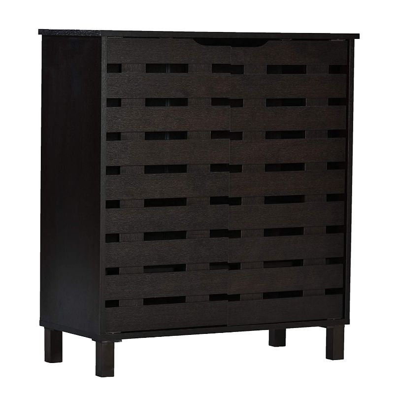 DeckUp Meritus-L 2-Door Engineered Wood Shoe Rack (Dark Wenge, Matte Finish)