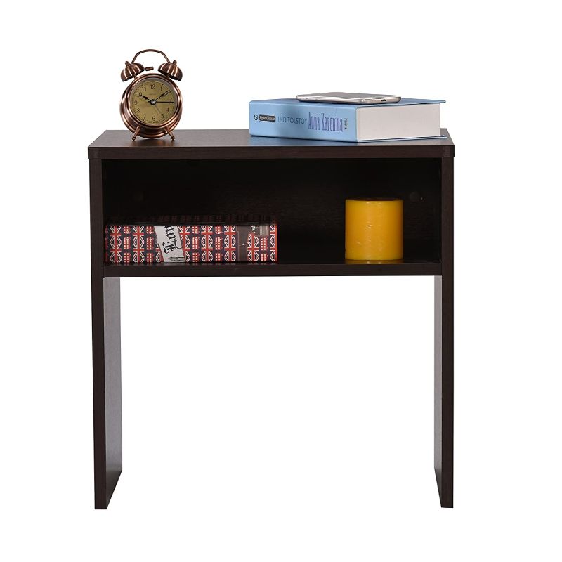 DeckUp Lexis Engineered Wood Bed Side Table and End Table (Dark Wenge, Matte Finish)