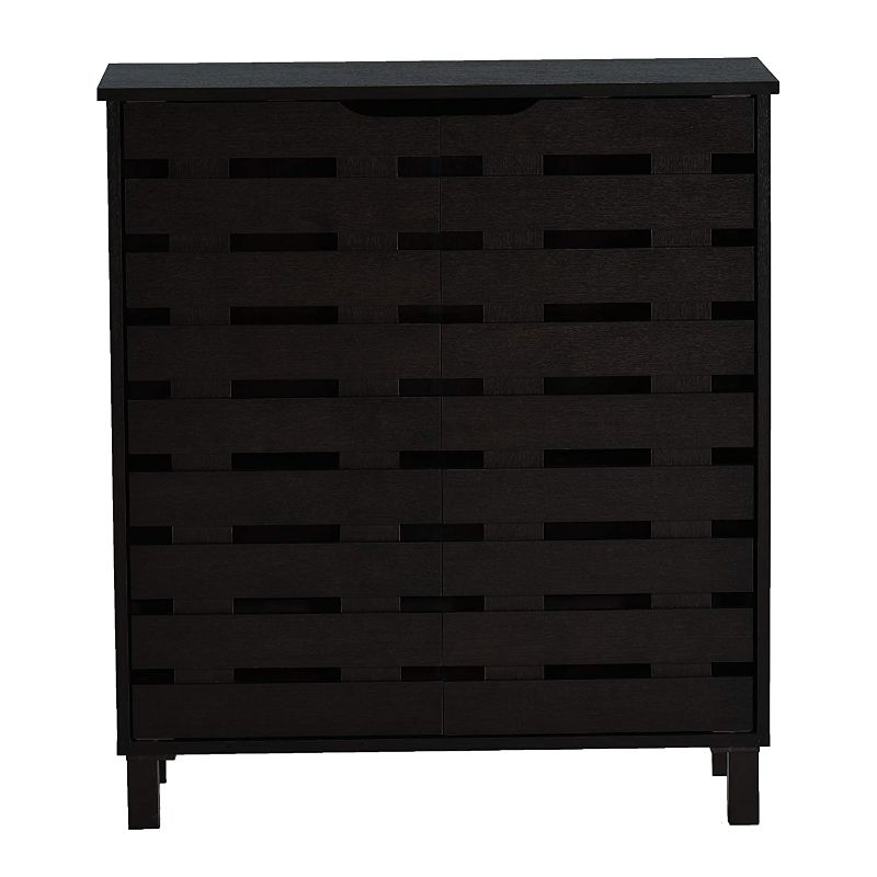 DeckUp Meritus-L 2-Door Engineered Wood Shoe Rack (Dark Wenge, Matte Finish)