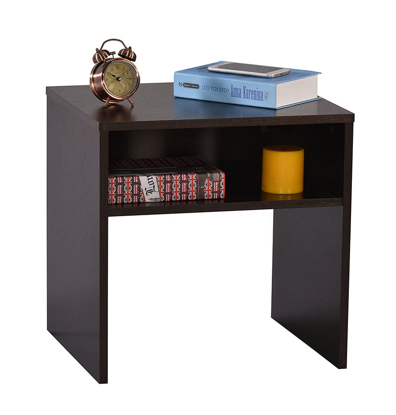 DeckUp Lexis Engineered Wood Bed Side Table and End Table (Dark Wenge, Set of 2)