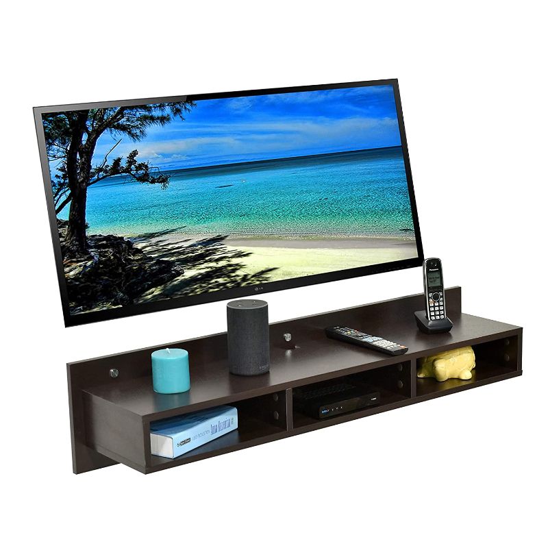 DeckUp Auch-L Engineered Wood Wall TV Unit (Dark Wenge, Melamine Laminate)