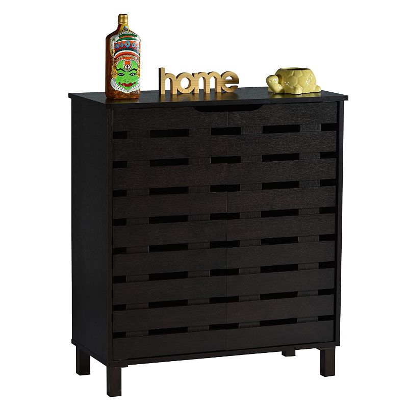 DeckUp Meritus-L 2-Door Engineered Wood Shoe Rack (Dark Wenge, Matte Finish)