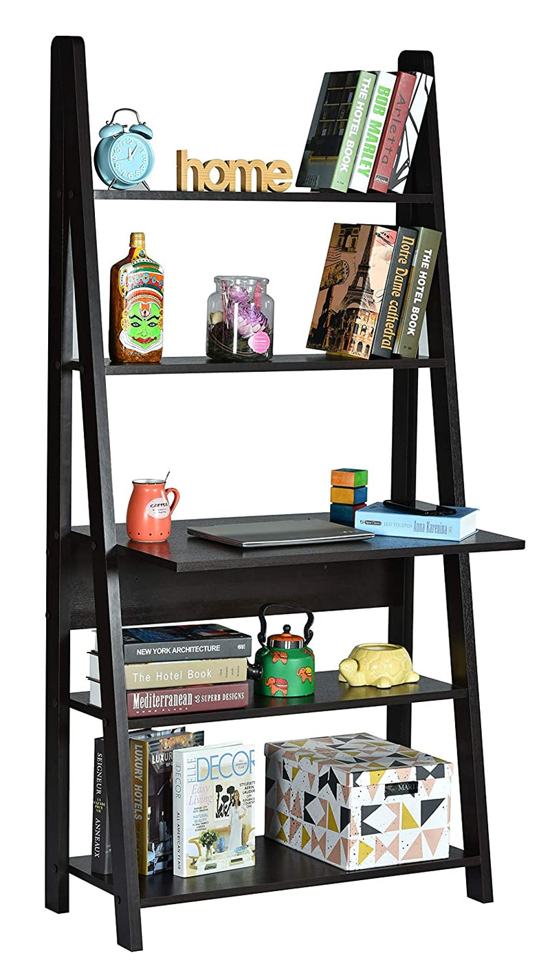 DeckUp Aries Ladder Study Desk and Office Table (Dark Wenge, Matte Finish)