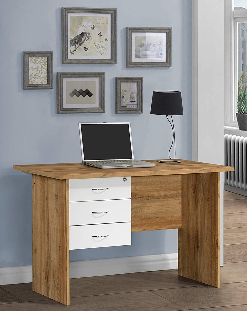 DeckUp Plank Reno Engineered Wood Office Table and Study Desk (Wotan Oak and White)