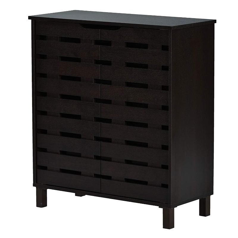DeckUp Meritus-L 2-Door Engineered Wood Shoe Rack (Dark Wenge, Matte Finish)