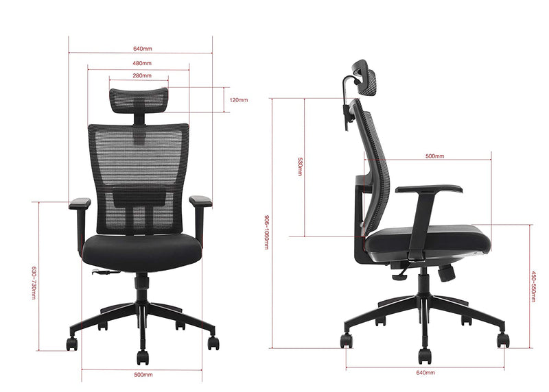 Deckup Apollo High Back Executive Mesh Office Chair (Black, BIFMA Certified, 3 Years Warranty)