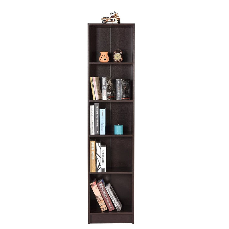 DeckUp Lexis 5-Shelf Engineered Wood Bookcase and Storage Unit (Dark Wenge, Matte Finish)