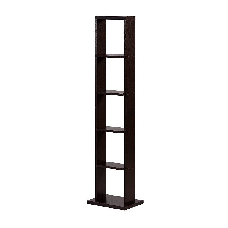 DeckUp Bonton Engineered Wood 5-Shelf Bookcase and Storage Unit (Dark Wenge, Matte Finish)