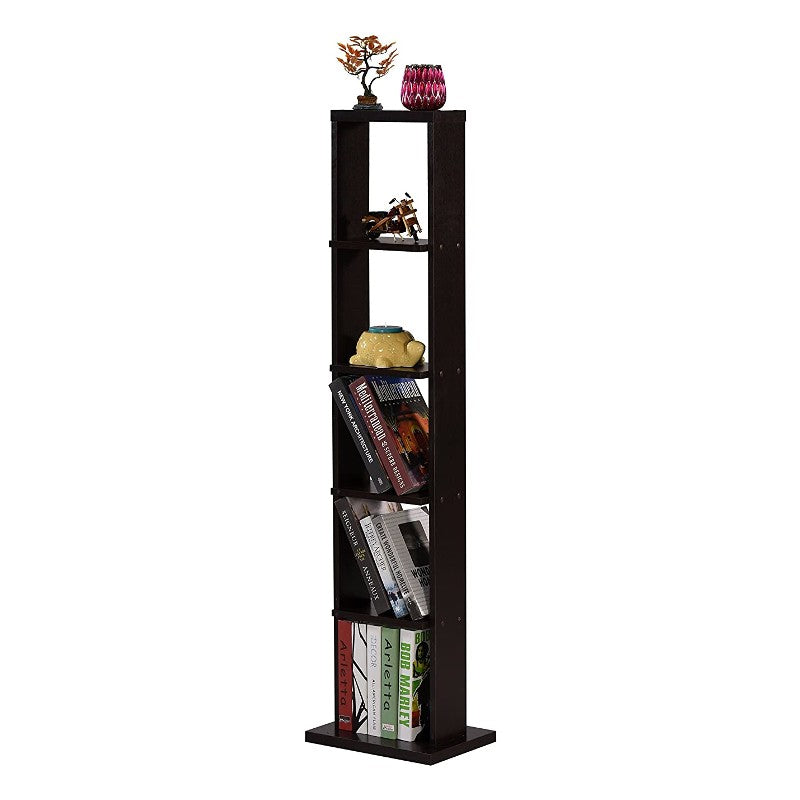 DeckUp Bonton Engineered Wood 5-Shelf Bookcase and Storage Unit (Dark Wenge, Matte Finish)