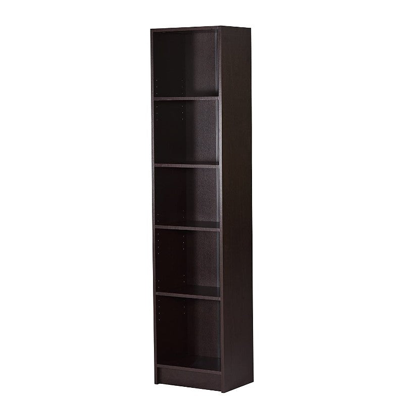 DeckUp Lexis 5-Shelf Engineered Wood Bookcase and Storage Unit (Dark Wenge, Matte Finish)